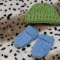 Boy Sz 0/6m Cap & Mitten Knitted Set