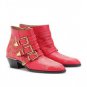 Genuine leather flat studded rivet boots