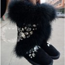 rhinestone fox fur snow boots