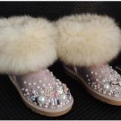 Fashion rhinestone fur boots