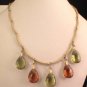 Vintage 1970's "Sarah Coventry" Amber & Green Plastic Tear Drops Necklace