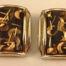 Vintage1960's Black with Gold Confetti Lucite or Thermoset Plastic Earrings