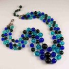 Vintage Lucite Multi-Colored 3 Strand  Beaded Necklace