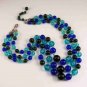 Vintage Lucite Multi-Colored 3 Strand  Beaded Necklace