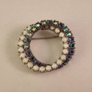 Vintage 1960's Double Intertwined Circles Prong Set Rhinestones Brooch or Pin