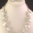 Vintage 1950's CORO Thermoset Plastic Moonglow Necklace & Clip Earrings Set
