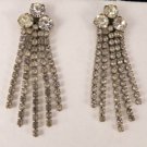 VINTAGE CLEAR RHINESTONES DANGLING SCREW BACK EARRINGS