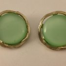 Vintage Signed LISNER Pastel Green Moonglow Thermoset Clip-on Earrings