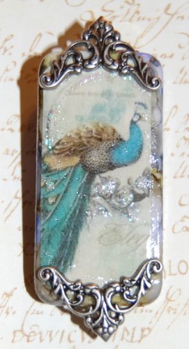 OOAK Pretty As A Peacock Domino Pendant