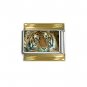 9mm Stainless Steel Italian Charm with Gold Trim