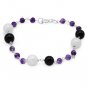 Bracelet With 16.32ctw- Genuine Agates, Amethysts and Onyxes Made of 925 Sterling silver.