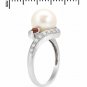 925 Sterling Silver Diamond Ring with Garnet & Freshwater Pearls. Size 7.5