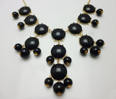 Black Bubble Necklace 28m, Designer Inspired Statement Necklace, Bib Necklace.