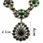 NEW! BLACK Holiday Necklace With Full Faceted Black Rhinestone Center.