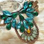 Elegant Antique Style NECKLACE Turquoise Green with WHITE Crystal Beads -Ready to ship