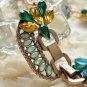 Elegant Antique Style NECKLACE Turquoise Green with WHITE Crystal Beads -Ready to ship