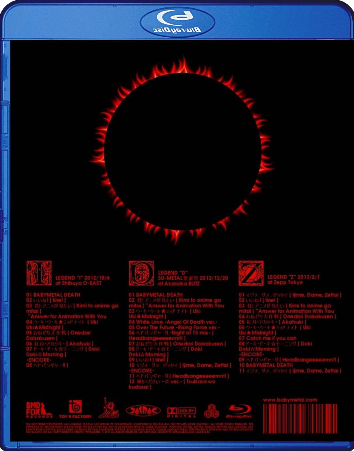 Babymetal Live Legend I,D,Z Apocalypse Blu-Ray