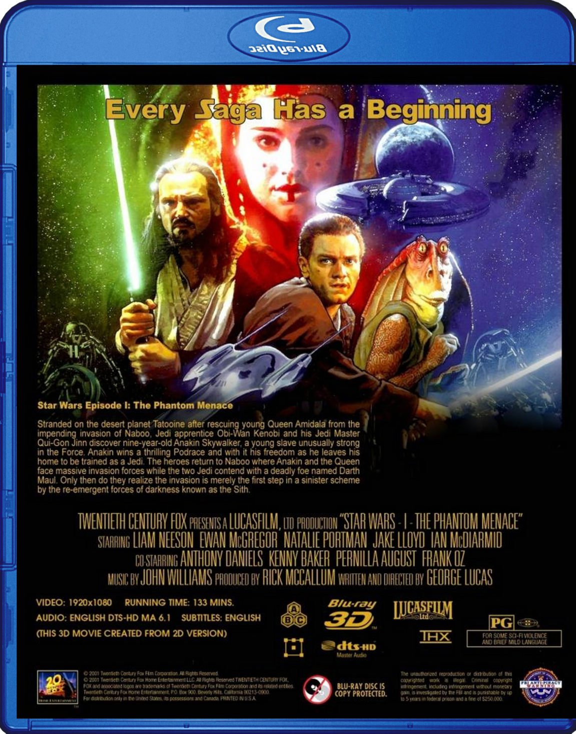 Star Wars Episode I The Phantom Menace 3d Blu Ray 7548