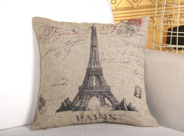 Eiffel Tower cotton linen pillowcase-pillow cover - cushion cover - throw pillow cover
