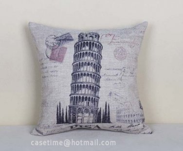 Pisa Leaning Tower cotton linen pillowcase-pillow cover - cushion cover - throw pillow cover