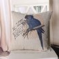 Blue Parrot cotton linen pillowcase-pillow cover - cushion cover - throw pillow cover