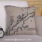 Nautical maps cotton linen pillowcase-pillow cover - cushion cover - throw pillow cover