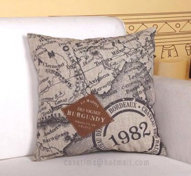 Africa maps cotton linen pillowcase-pillow cover - cushion cover - throw pillow cover