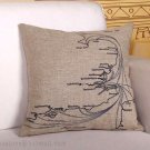 Pirate treasure map cotton linen pillowcase-pillow cover - cushion cover - throw pillow cover