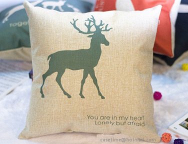 Deer cushion cover,18x18" cotton linen pillowcase-pillow cover