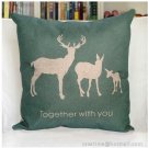 Deer family pillow cover,18x18" cotton linen pillowcase-cushion cover