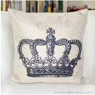 Crown cushion cover,18x18" cotton linen pillowcase-pillow cover - cushion cover