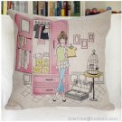 Shopping Lady cushion cover,18x18" cotton linen pillowcase-pillow cover - cushion cover