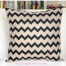 Black chevron cushion cover 18x18" cotton linen pillowcase-pillow cover - cushion cover