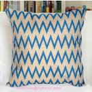 Blue chevron cushion cover 18x18inch- cotton linen pillow cover