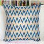 Blue chevron cushion cover 18x18inch- cotton linen pillow cover