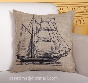 antient boat cushion cover- pillowcase-pillow cover - nautical cushion cover