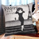 Paris lady cushion cover 18x18" pillow cover - pillowcase