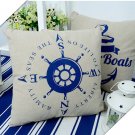 compass cushion cover,18x18" cotton linen pillowcase-pillow cover - nautical decor