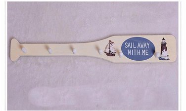 Wooden Rustic Oar 26" Hooks - Nautical Home Decor - vintage look beach house decor - Coastal Living