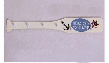 Wooden Rustic Oar 26" Hooks - Nautical Home Decor - vintage look beach house decor - Coastal Living