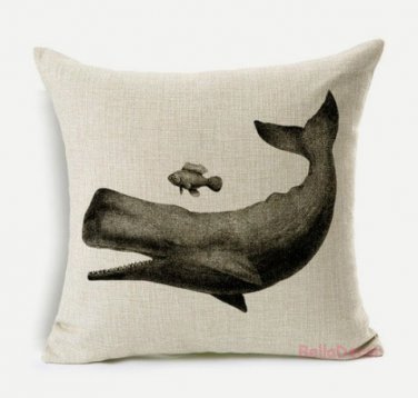 whale cushion cover- pillowcase-pillow cover - nautical cushion cover