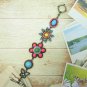 Multi colors stone mixed flower & butterfly bracelet