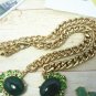 Stone mixed green tone flower bib statement necklace