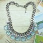 Heavy chains stone mixed bib statement short necklace