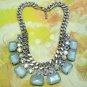 Heavy chains stone mixed bib statement short necklace