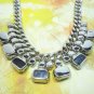 Heavy chains stone mixed bib statement short necklace