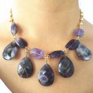 Amethyst nature stone short bib necklace