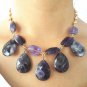 Amethyst nature stone short bib necklace