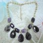 Amethyst nature stone short bib necklace