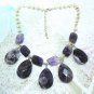 Amethyst nature stone short bib necklace